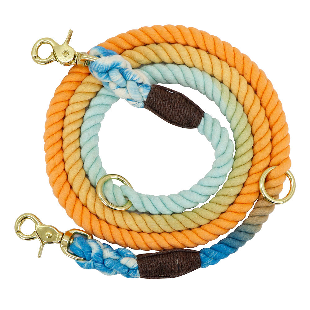 Gradient Color Dog Collars Accessories Leashes Rope Metal Chain Collar Strap Pet Outdoor Walking Training Long Traction Rope