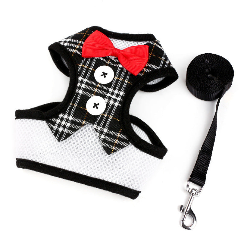 Dog leashes Small dog Teddy vest-style bow evening dress chest straps Pet supplies