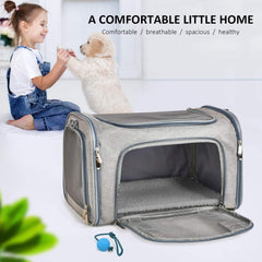 Dog Carrier For Small Medium Cats Puppies Up To 15 Lbs  Carrier Soft Sided, Collapsible Travel Puppy Carrier  Grey