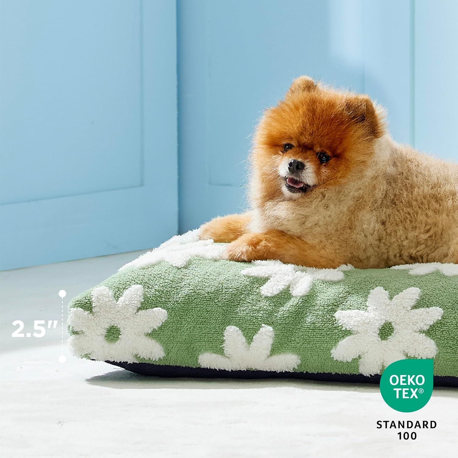 Dog Beds Large Sized Dog Thick Shredded Chopped Foam Pet Bed Dog Bed Indoor With Removable Cover Cute Modern Fuzzy Plush  Anti Slip Bottom