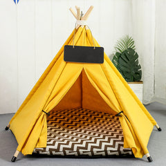 Pet Teepee Tent Dog Cat Bed Portable RWashable Dog Houses Indoor Puppy Beds With Cushion For Small Dogs Cats Rabbits