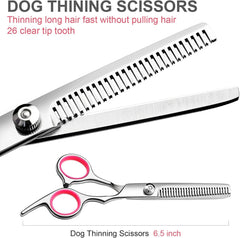 Dog Grooming Scissors With Safety Round Tips Stainless Steel Professional Dog Grooming Kit Thinning Curved Scissors And Comb For Dog Cat Pet